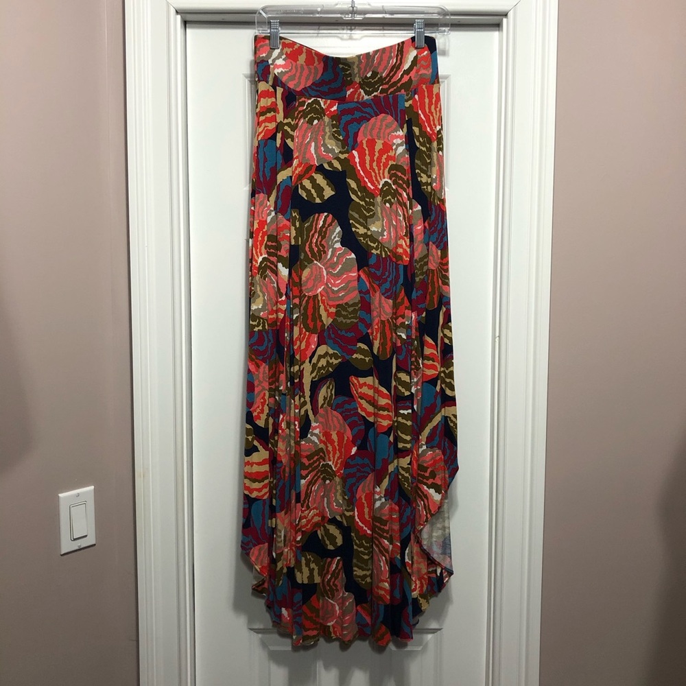Bright Floral Print Maxi Skirt